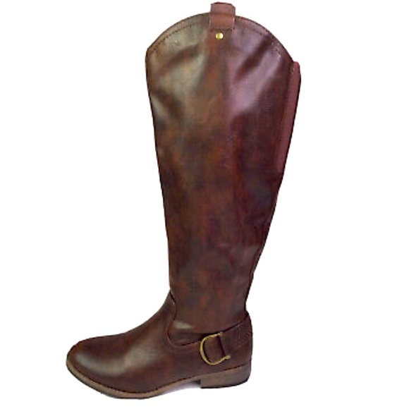 G.H Bass & Co Equestrian Knee High Brown Leather Extended Calf Boots Size 6.5M - Picture 1 of 5